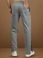 Genzclassic Men's Cotton Track Pants with Side Snap Buttons, Straight Fit Sports Lower | Grey