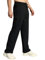 Genzclassic Men's Black Cotton Straight Fit Track Pants | Regular Fit Joggers | Casual, Gym & Daily Wear
