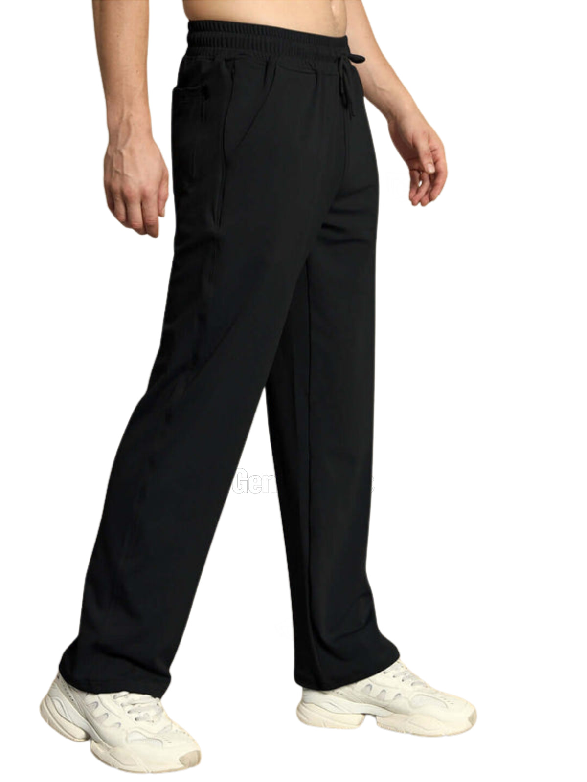 Genzclassic Men's Black Cotton Straight Fit Track Pants | Regular Fit Joggers | Casual, Gym & Daily Wear