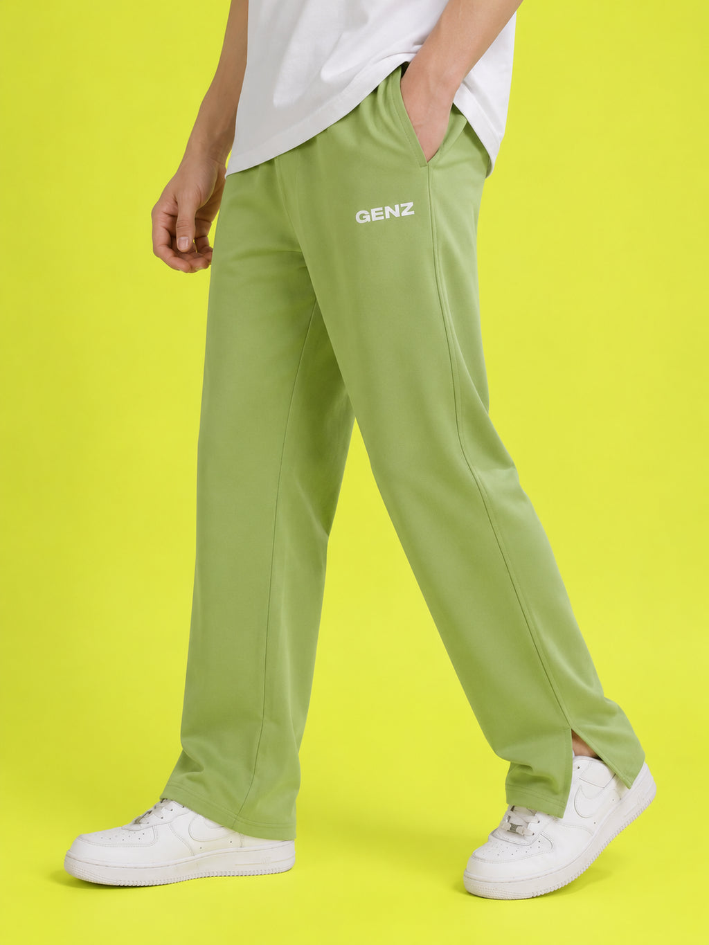 Genzclassic Men's Relaxed Fit Straight-Leg Track Pants | Premium Athleisure Trouser | Light Sage Green