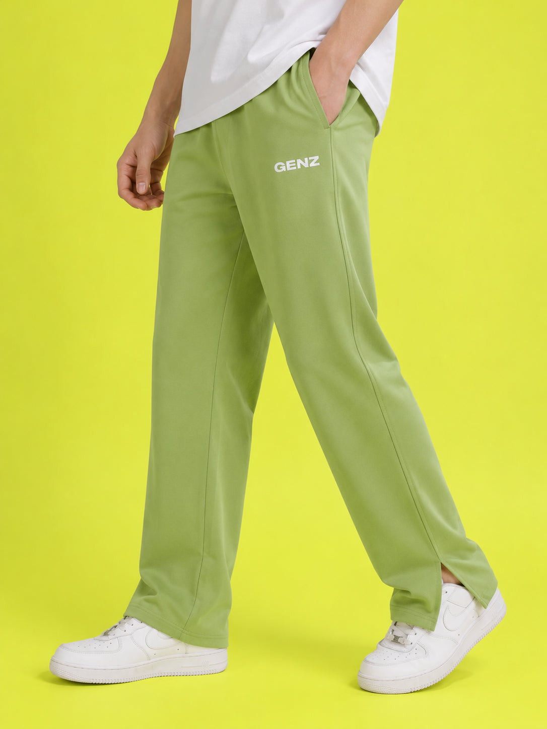Genzclassic Men's Relaxed Fit Straight-Leg Track Pants | Premium Athleisure Trouser | Light Sage Green