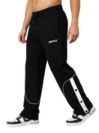 Genzclassic Men's Black Track Pants with Side Button Panel | Regular Fit Sports Joggers | Casual & Gym Wear Bottom