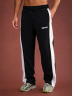 Genzclassic Men's Athletic Track Pants with Contrast Side Panels, Full-Length Side Zipper & Drawstring Waist | Black, White & Neon Green