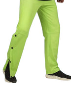 Genzclassic Men's Neon Green Track Pants with Side Snap Buttons | Regular Fit Sports Joggers | Gym & Casual Wear