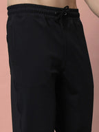 Genzclassic Men's Solid Cotton Track Pants, Straight Fit Sports Lower for Gym & Casual Wear | Black