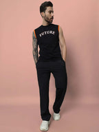 Genzclassic Men's Solid Cotton Track Pants, Straight Fit Sports Lower for Gym & Casual Wear | Black