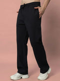 Genzclassic Men's Solid Cotton Track Pants, Straight Fit Sports Lower for Gym & Casual Wear | Black