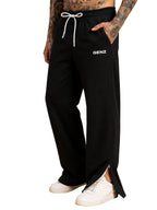Genzclassic Men's Black Cotton Track Pants with Bottom Zipper | Relaxed Fit Joggers | Casual, Gym & Sports Wear