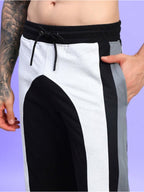 Genz-classic Men's Cotton Color Block Straight Fit Track Pants | Casual Lounge & Sports Wear | Black & Light Grey