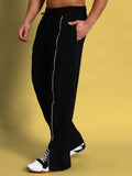 Genz-classic Men's Cotton Full Zip Track Pants | Straight Fit | Streetwear Lounge Wear | Black
