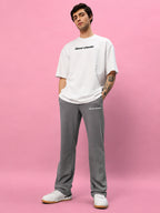 Genz-classic Men's Cotton Straight Fit Track Pants | Casual Lounge Wear | Grey