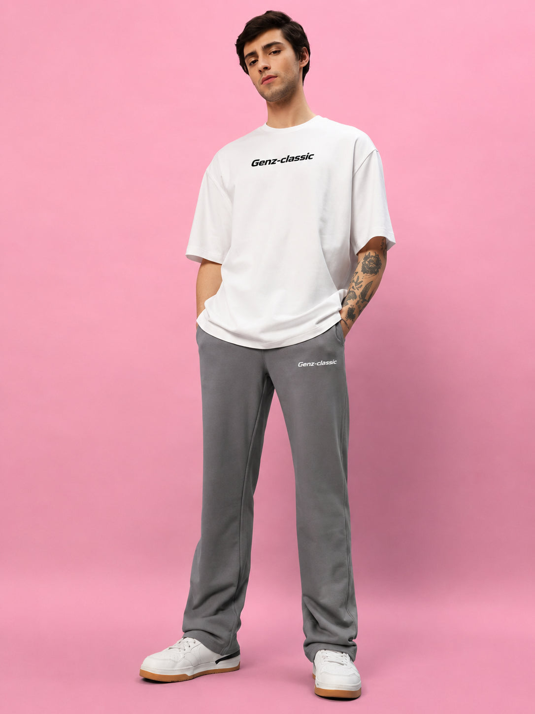 Genz-classic Men's Cotton Straight Fit Track Pants | Casual Lounge Wear | Grey
