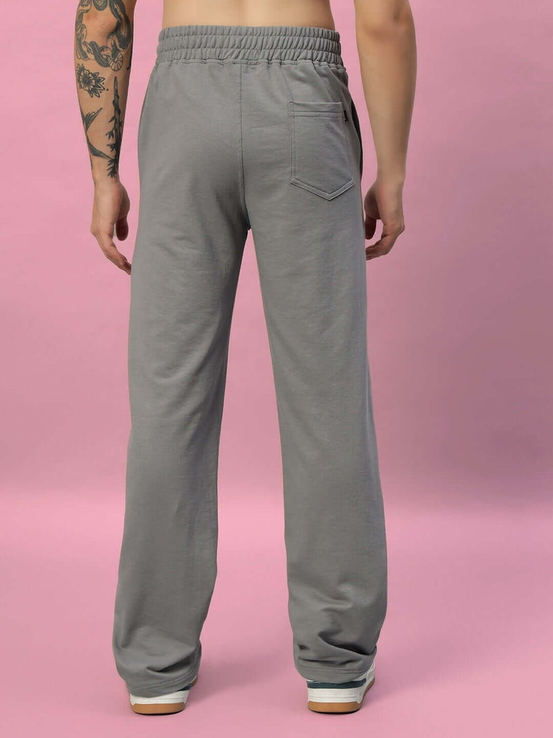Genz-classic Men's Cotton Straight Fit Track Pants | Casual Lounge Wear | Grey