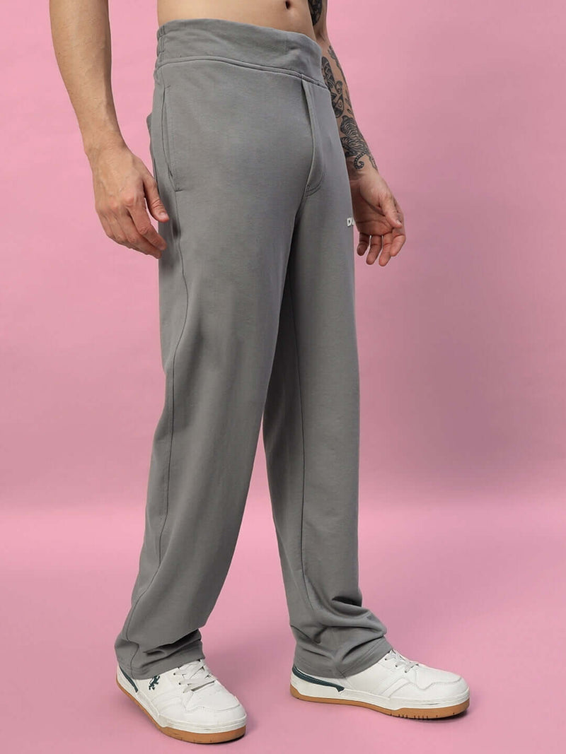 Genz-classic Men's Cotton Straight Fit Track Pants | Casual Lounge Wear | Grey