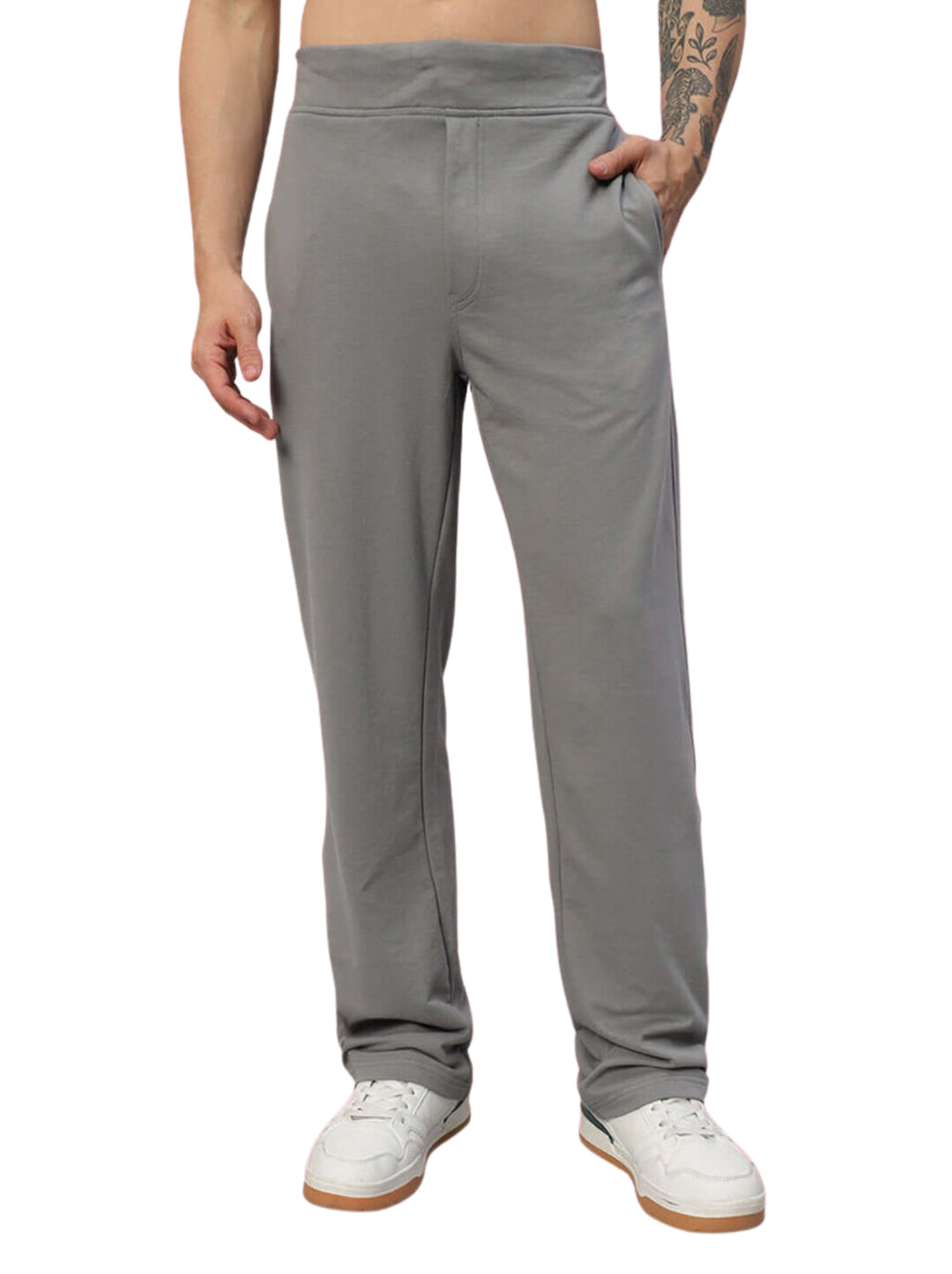 Genz-classic Men's Cotton Straight Fit Track Pants | Casual Lounge Wear | Grey