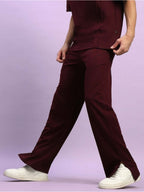 Genz-classic Men's Cotton Relaxed Fit Straight Track Pants | Casual Lounge Wear | Maroon