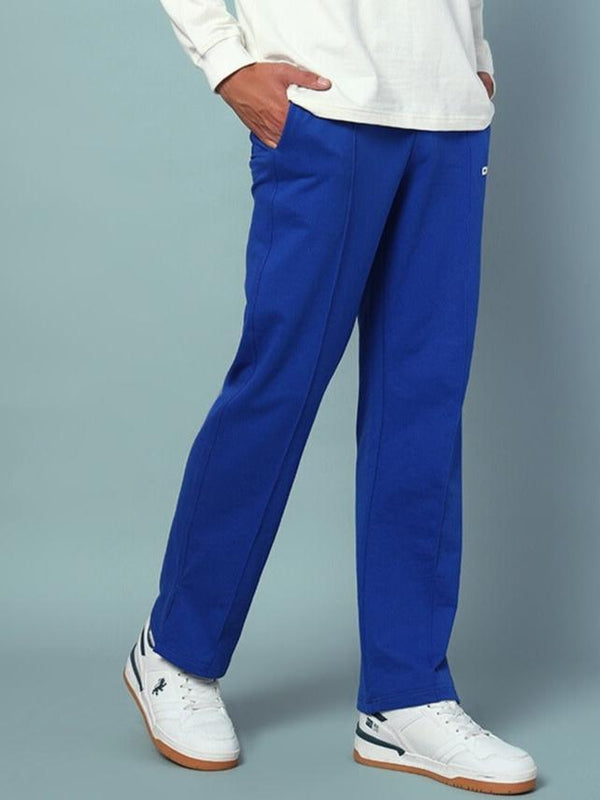 Genz-classic Men's Cotton Straight Fit Track Pants | Royal Blue Solid | Casual Lounge Wear | Comfortable Daily Wear