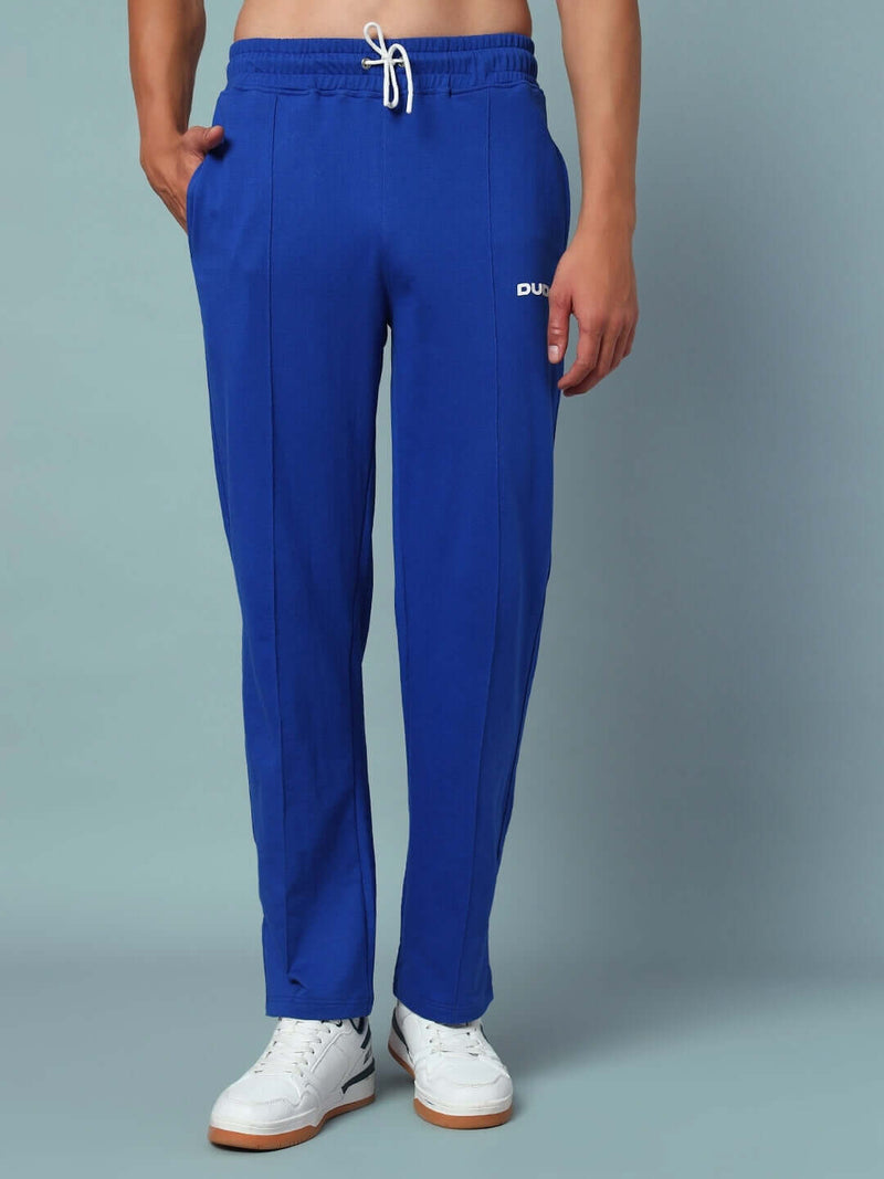 Genz-classic Men's Cotton Straight Fit Track Pants | Royal Blue Solid | Casual Lounge Wear | Comfortable Daily Wear