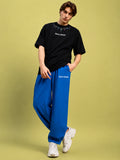 Genz-classic Men's Sky Blue Cotton Joggers | Elastic Cuff Track Pants | Regular Fit Casual Gym Bottom Wear