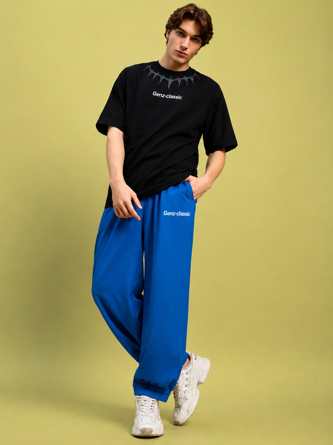 Genz-classic Men's Sky Blue Cotton Joggers | Elastic Cuff Track Pants | Regular Fit Casual Gym Bottom Wear