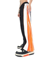 Genz-classic Men's Cotton Side Zip Track Pants | Black White Orange Color Block | Regular Fit Casual Lower