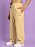 Genz-classic Men's Cotton Straight Fit Track Pants | Casual Lounge Wear | Beige