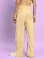 Genz-classic Men's Cotton Straight Fit Track Pants | Casual Lounge Wear | Beige