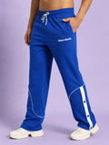 Genz-classic Men's Cotton Straight Fit Track Pants with Side Snap Button Detail | Casual & Sports Wear | Royal Blue