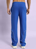 Genz-classic Men's Cotton Straight Fit Track Pants with Side Snap Button Detail | Casual & Sports Wear | Royal Blue