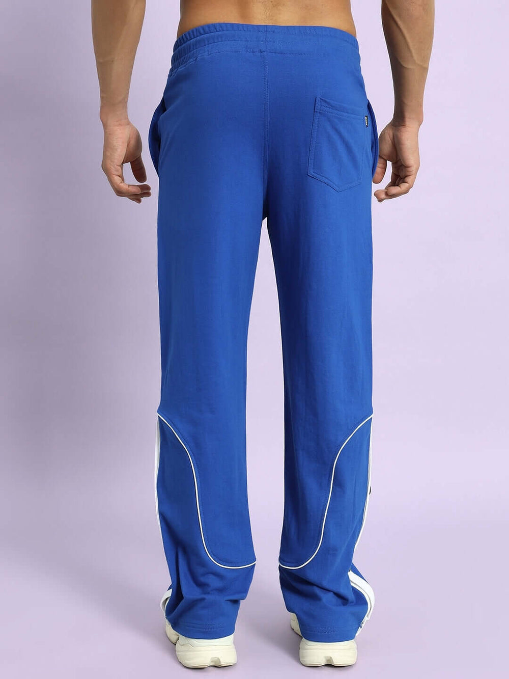 Genz-classic Men's Cotton Straight Fit Track Pants with Side Snap Button Detail | Casual & Sports Wear | Royal Blue