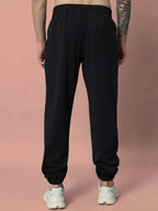 Genz-classic Men's Cotton Jogger Track Pants | Elastic Cuff | Relaxed Fit | Black