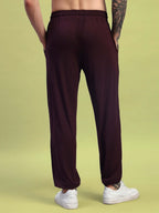Genz-classic Men's Cotton Relaxed Fit Lounge Track Pants | Casual Wear | Dark Maroon