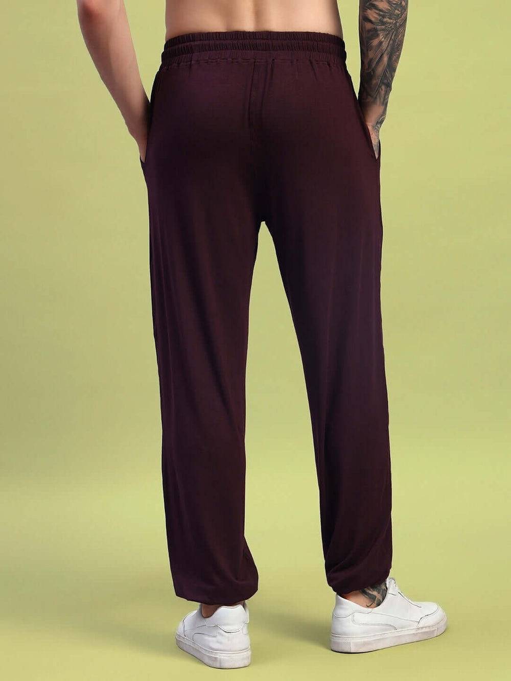 Genz-classic Men's Cotton Relaxed Fit Lounge Track Pants | Casual Wear | Dark Maroon