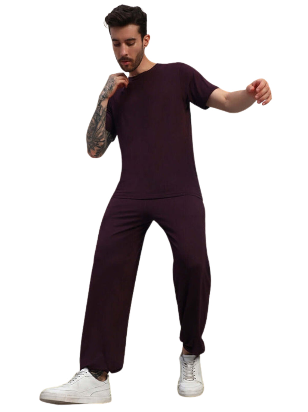 Genz-classic Men's Cotton Relaxed Fit Lounge Track Pants | Casual Wear | Dark Maroon