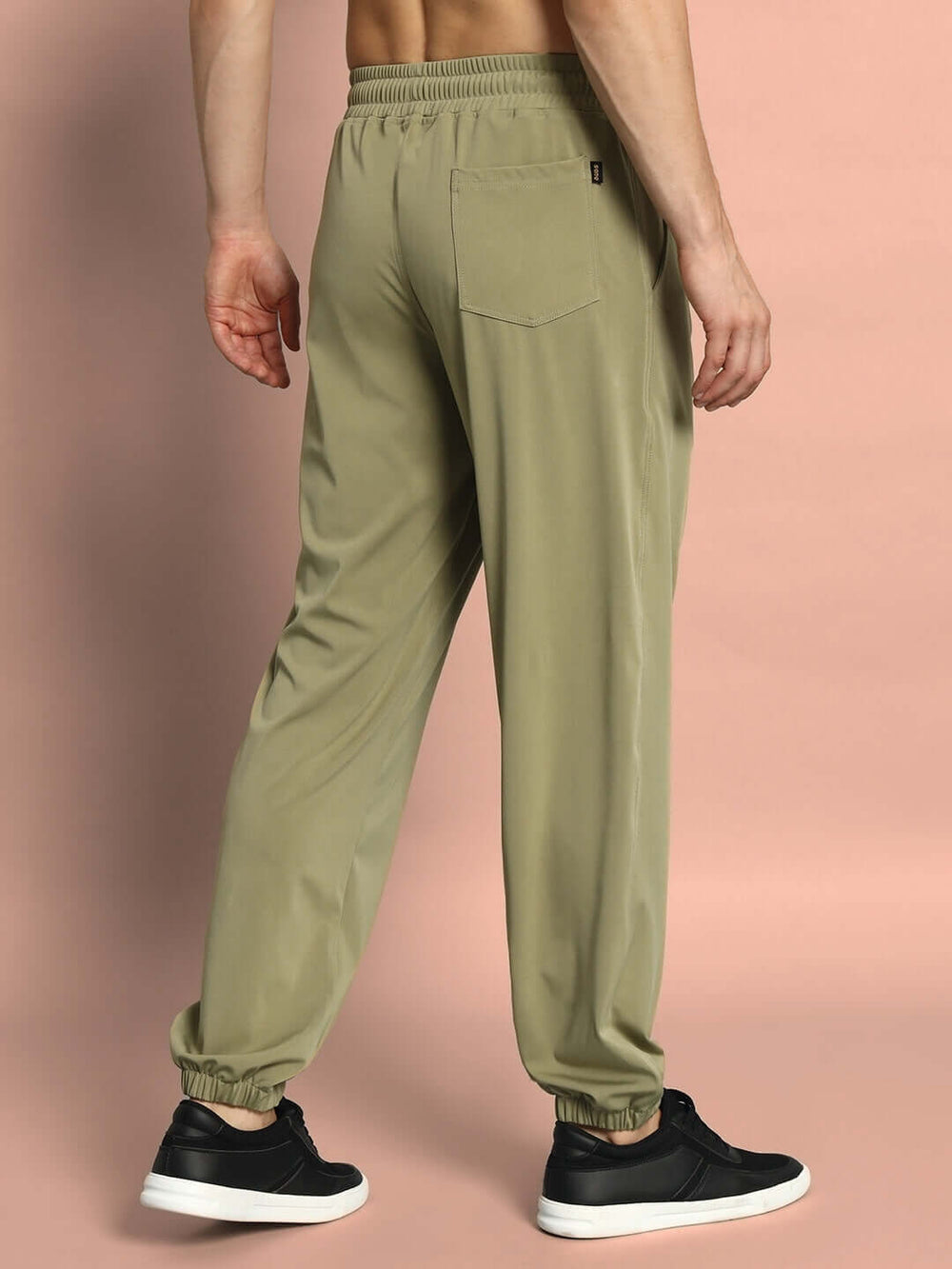 Genz-classic Men's Cotton Joggers | Olive Green Solid Track Pants | Regular Fit | Elastic Waist Casual Lower