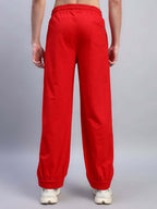 Genz-classic Men's Cotton Jogger Track Pants | Elastic Waist | Casual Gym & Lounge Wear | Red