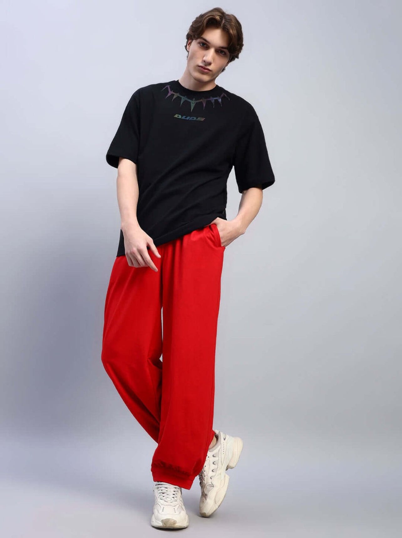 Genz-classic Men's Cotton Jogger Track Pants | Elastic Waist | Casual Gym & Lounge Wear | Red