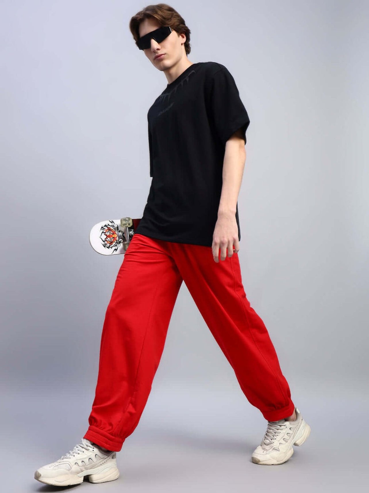 Genz-classic Men's Cotton Jogger Track Pants | Elastic Waist | Casual Gym & Lounge Wear | Red
