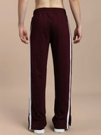 Genz-classic Men's Cotton Straight Fit Track Pants | Maroon Solid | Side Zip Hem | Casual Lounge Wear & Streetwear