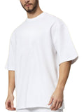 Genz-Classic Men's White Oversized Absent Presence Graphic Print Cotton T-Shirt