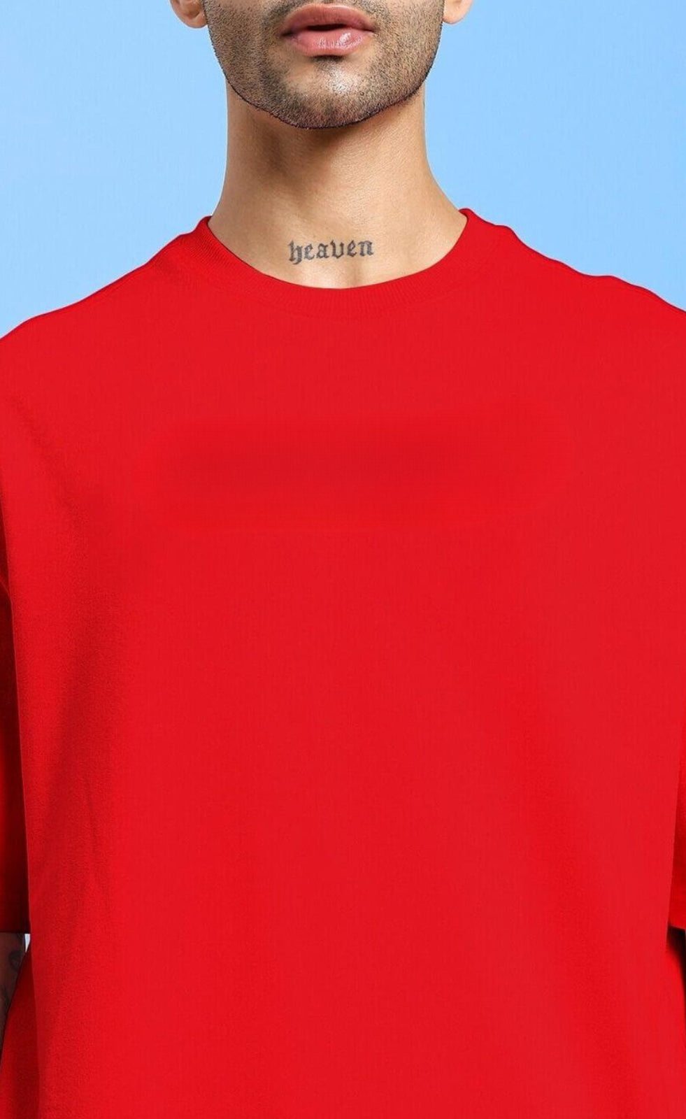 Genz-Classic Men's Red Oversized Sports Car Graphic Print Cotton T-Shirt