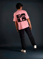 Genz-Classic Men's Pink Oversized Graphic Print Cotton T-Shirt