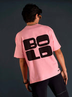 Genz-Classic Men's Pink Oversized Graphic Print Cotton T-Shirt