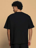 Genz-Classic Men's Black Oversized Minimal Dream Typography Printed Cotton T-Shirt