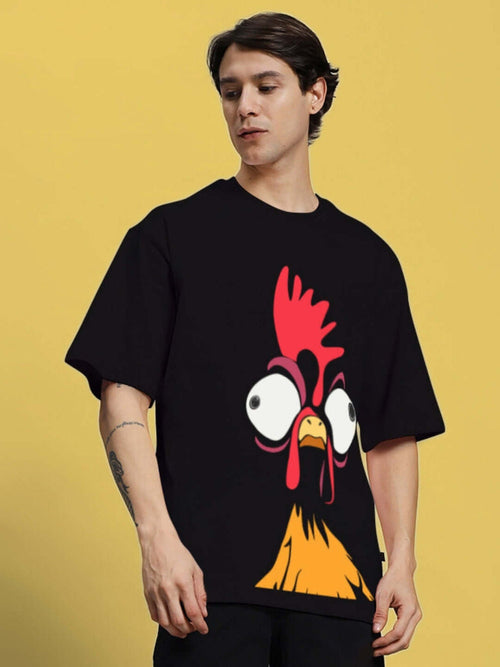 Genz-Classic Men's Black "It's A Genz Kind Of Day" Typography Oversized Cotton T-Shirt