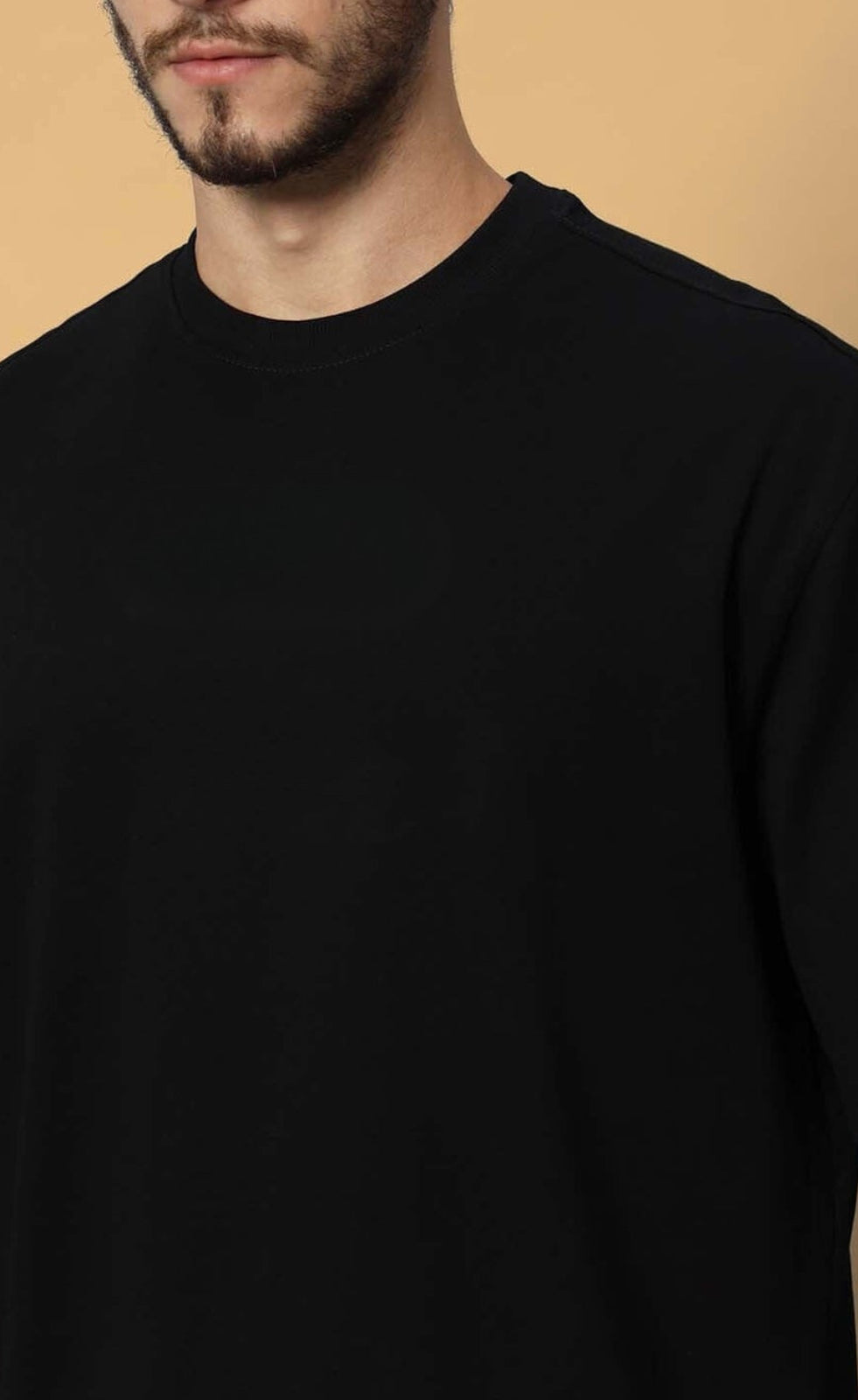 Genz-Classic Men's Black Oversized Pure Magic Graphic Print Cotton T-Shirt