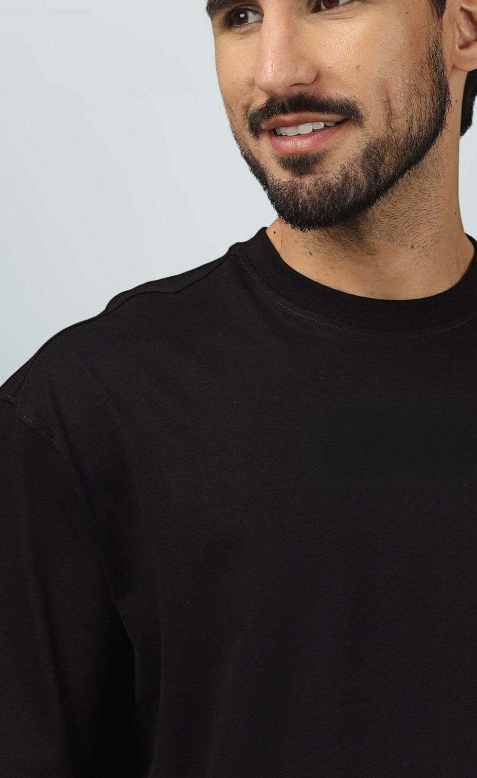 Genz-Classic Men's Black Oversized TV Head Graphic Printed Cotton T-Shirt