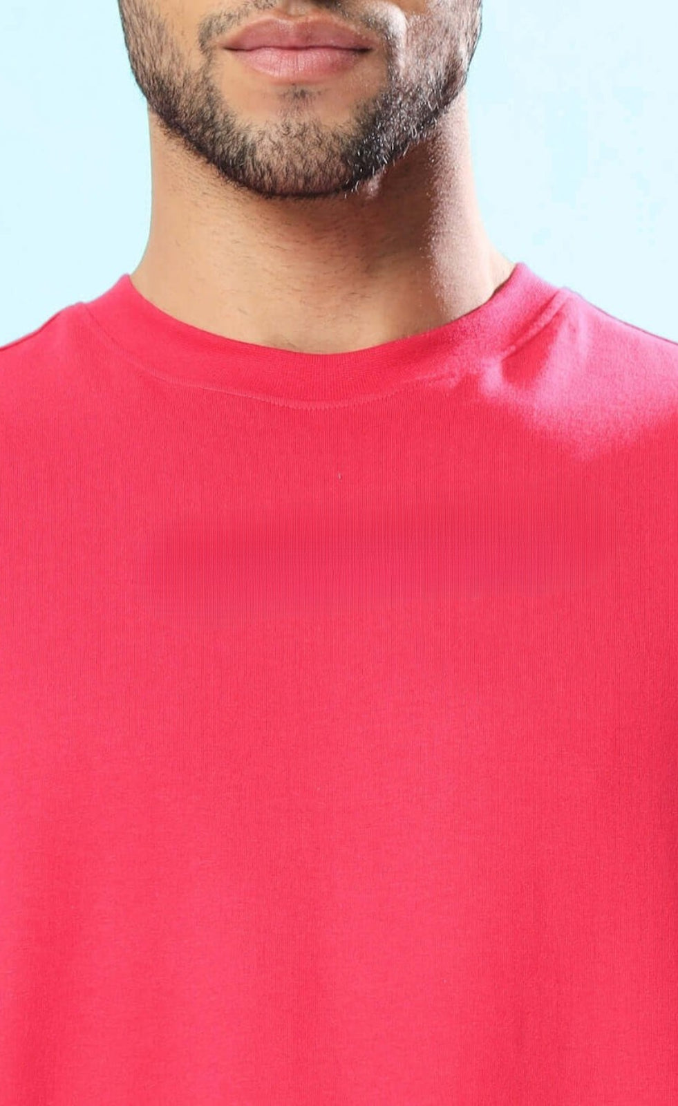 Genz-Classic Men's Pink Oversized Stitch Graphic Printed Cotton T-Shirt
