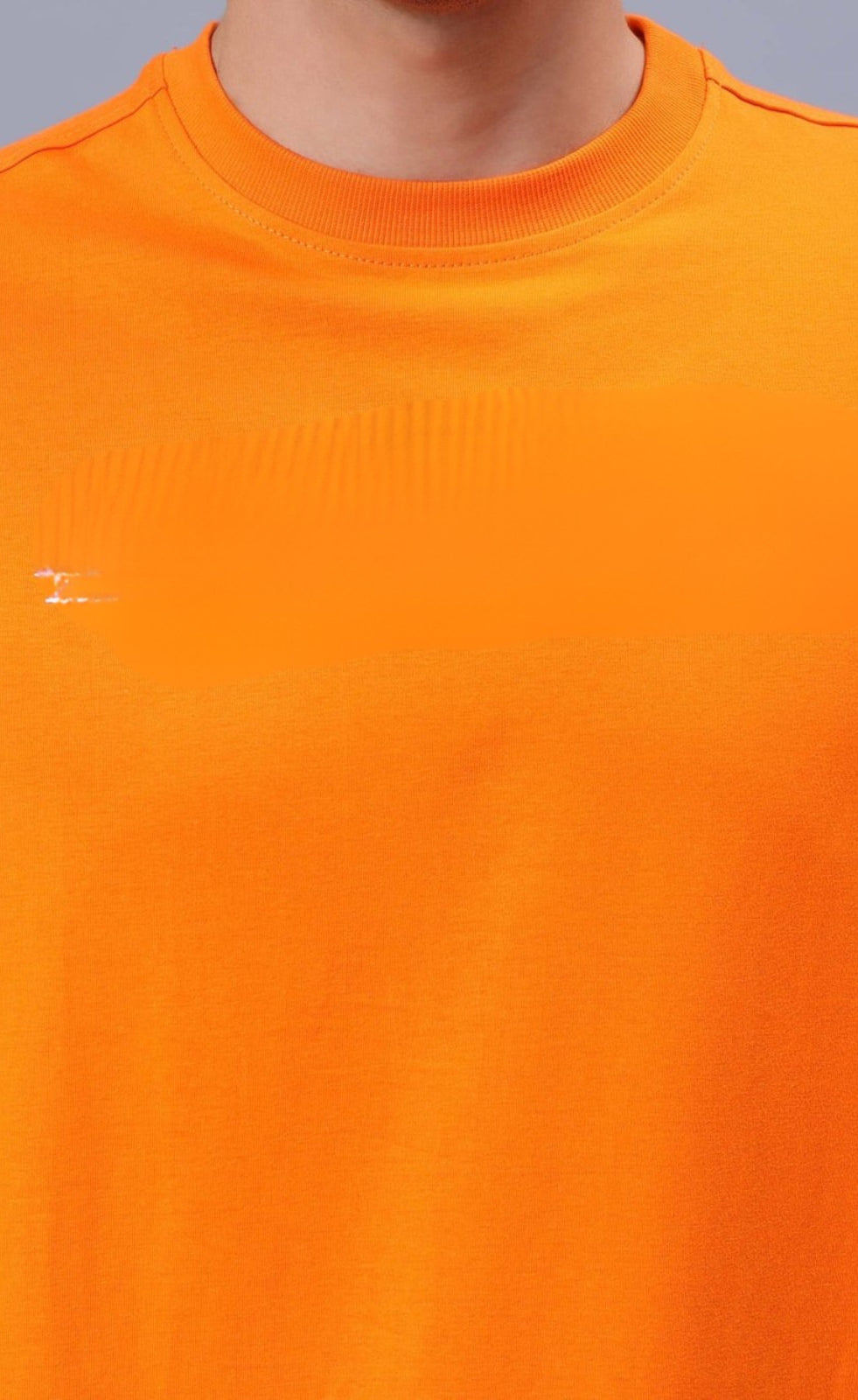 Genz-Classic Men's Orange Oversized Floral Graphic Print Cotton T-Shirt