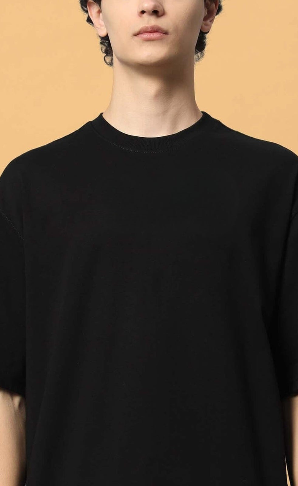 Genz-Classic Men's Black Oversized One Piece Anime Back Graphic Printed Cotton T-Shirt